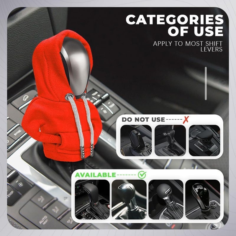 RGOAANC Gear Shift Hoodie, Gear Shift Cover, Fashionable Hoodie Automotive Gear Shift Knob Protector, Car Accessories Mini Sweater Gear Shift Knob Cover for Car Gear Shift Levers (Orange-2PCS) - Image 5